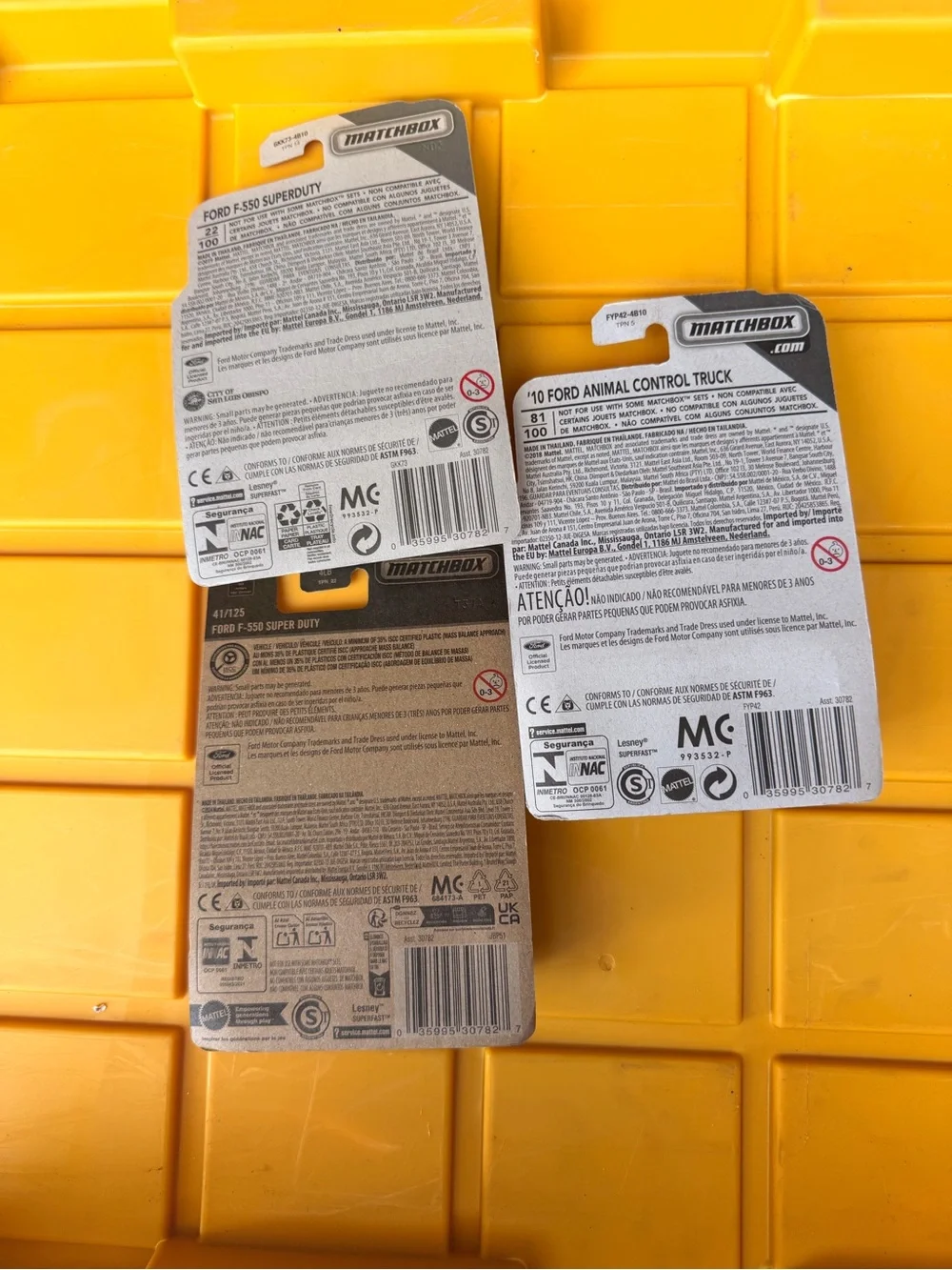 Matchbox Yellow and White Ford Trucks Toy Set